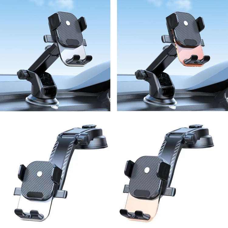 Car Suction Cup Dashboard Automatic Lock Mobile Phone Holder, Style: Black Telescopic
