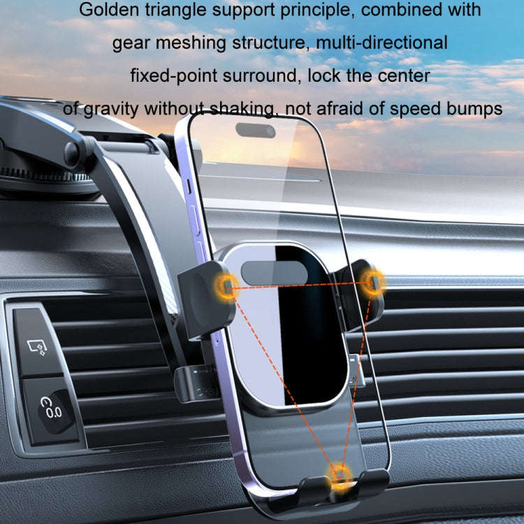 Car Suction Cup Dashboard Automatic Lock Mobile Phone Holder, Style: Black Telescopic