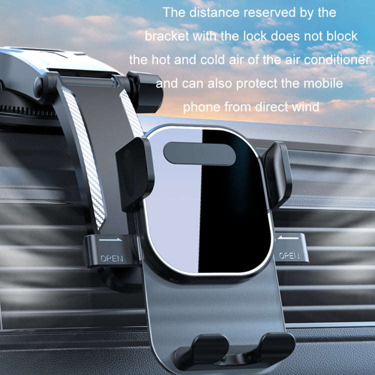 Car Suction Cup Dashboard Automatic Lock Mobile Phone Holder, Style: Black Telescopic