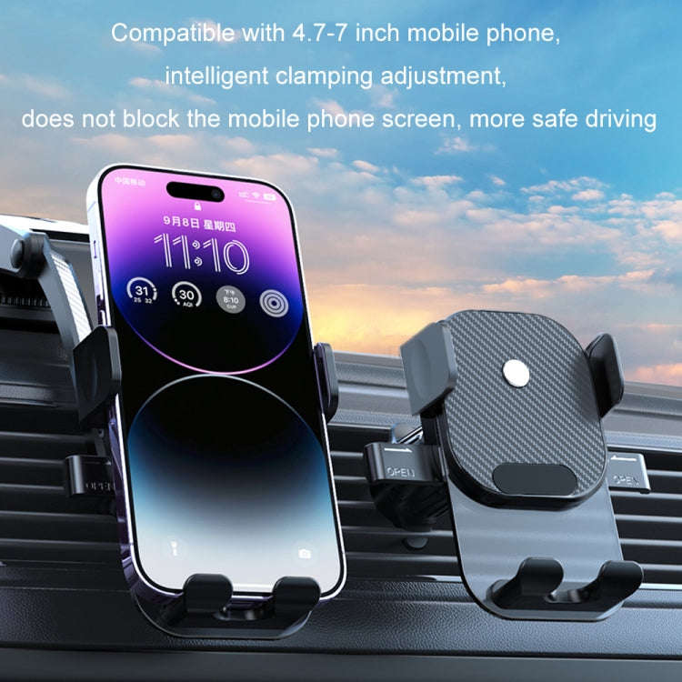 Car Suction Cup Dashboard Automatic Lock Mobile Phone Holder, Style: Black Telescopic