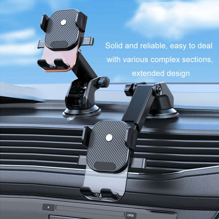 Car Suction Cup Dashboard Automatic Lock Mobile Phone Holder, Style: Black Telescopic