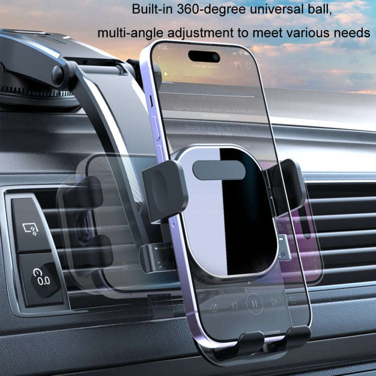Car Suction Cup Dashboard Automatic Lock Mobile Phone Holder, Style: Black Telescopic