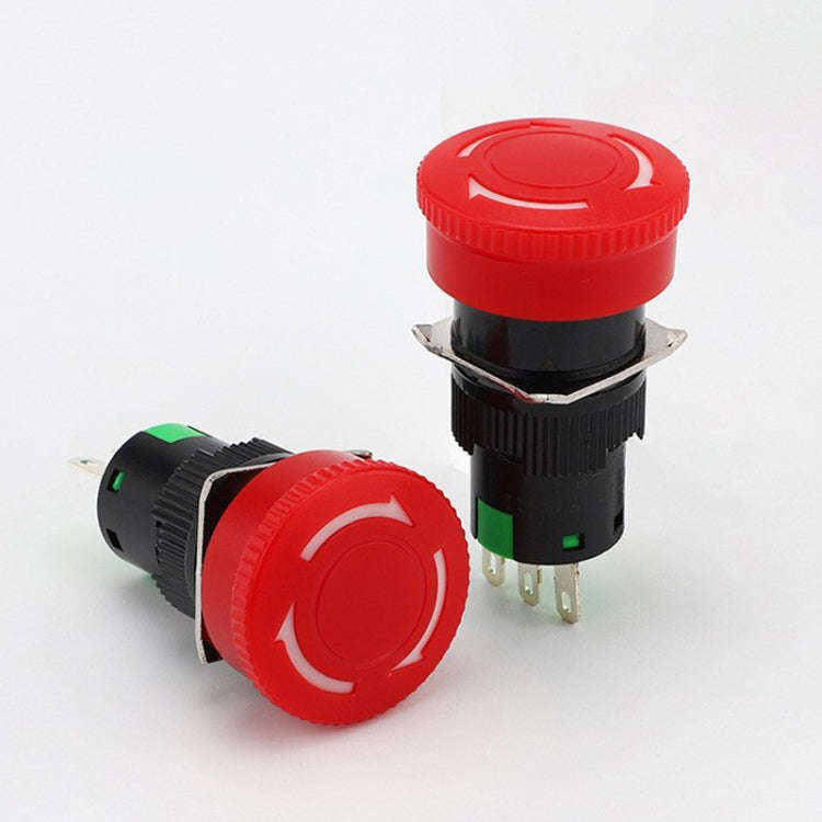 LA16 16mm Mounting Hole Emergency Stop Switch Mushroom Type Self-Locking Pushbutton Switches