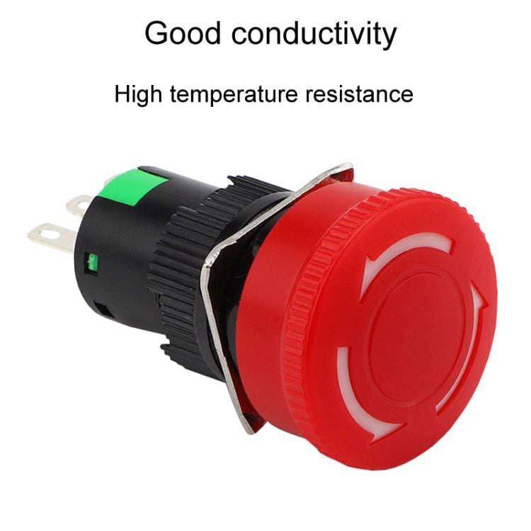 LA16 16mm Mounting Hole Emergency Stop Switch Mushroom Type Self-Locking Pushbutton Switches