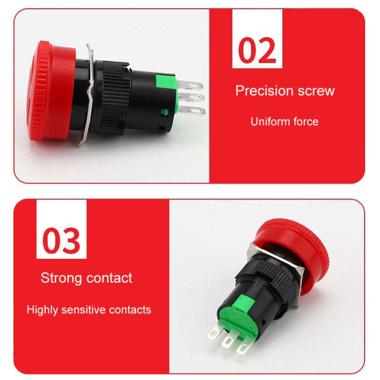 LA16 16mm Mounting Hole Emergency Stop Switch Mushroom Type Self-Locking Pushbutton Switches