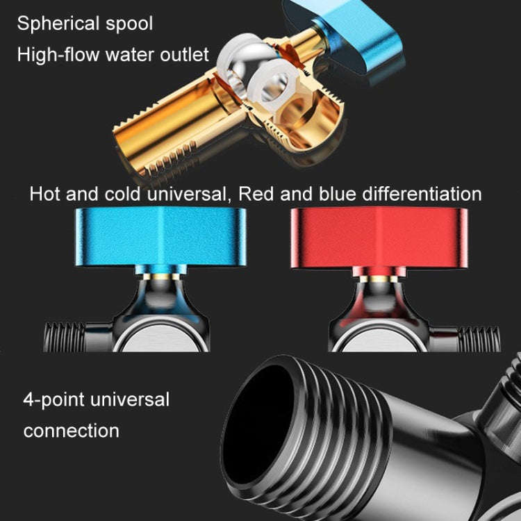 Copper High Flow 4-point Ball Valve Hot Cold Water Gas Water Heater Full Open Triangle Valve, Col...