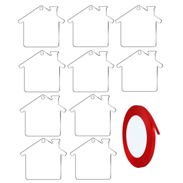 10pcs Clear Acrylic Christmas Decoration Hangers DIY Blank Xmas Tree Ornament With Rope, Style: H...
