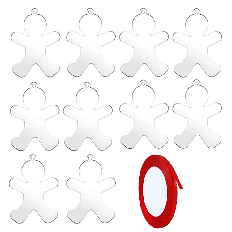 10pcs Clear Acrylic Christmas Decoration Hangers DIY Blank Xmas Tree Ornament With Rope, Style: S...