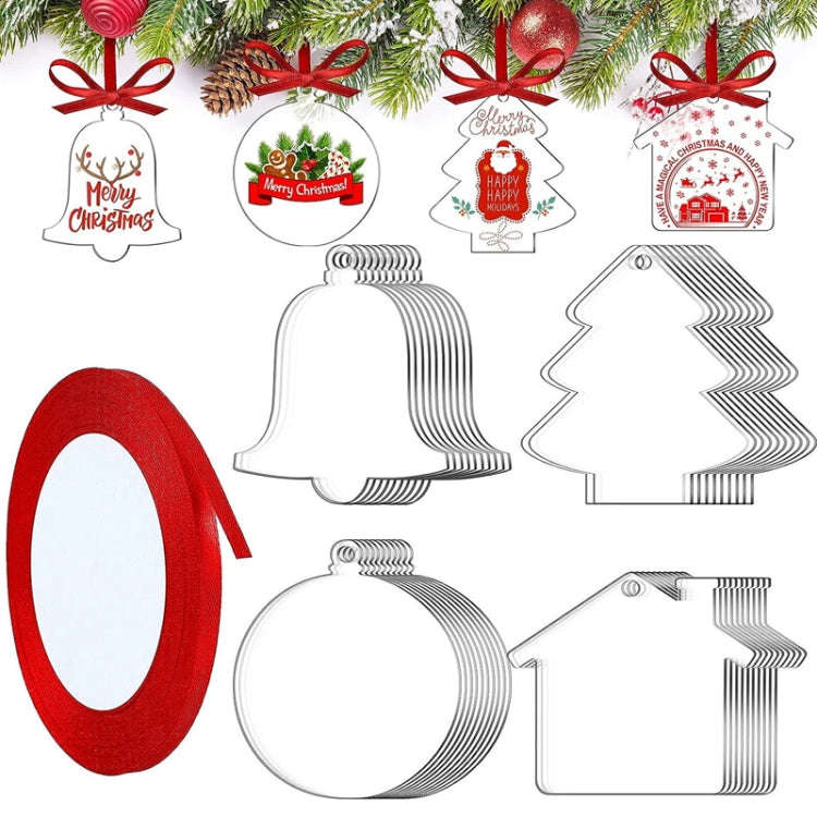 10pcs Clear Acrylic Christmas Decoration Hangers DIY Blank Xmas Tree Ornament With Rope, Style: G...
