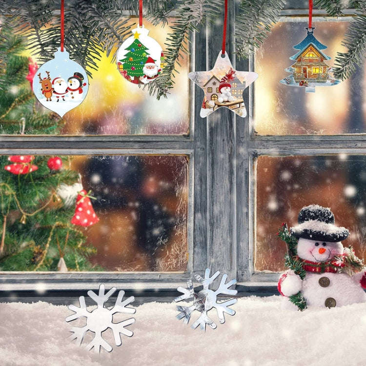 10pcs Clear Acrylic Christmas Decoration Hangers DIY Blank Xmas Tree Ornament With Rope, Style: G...
