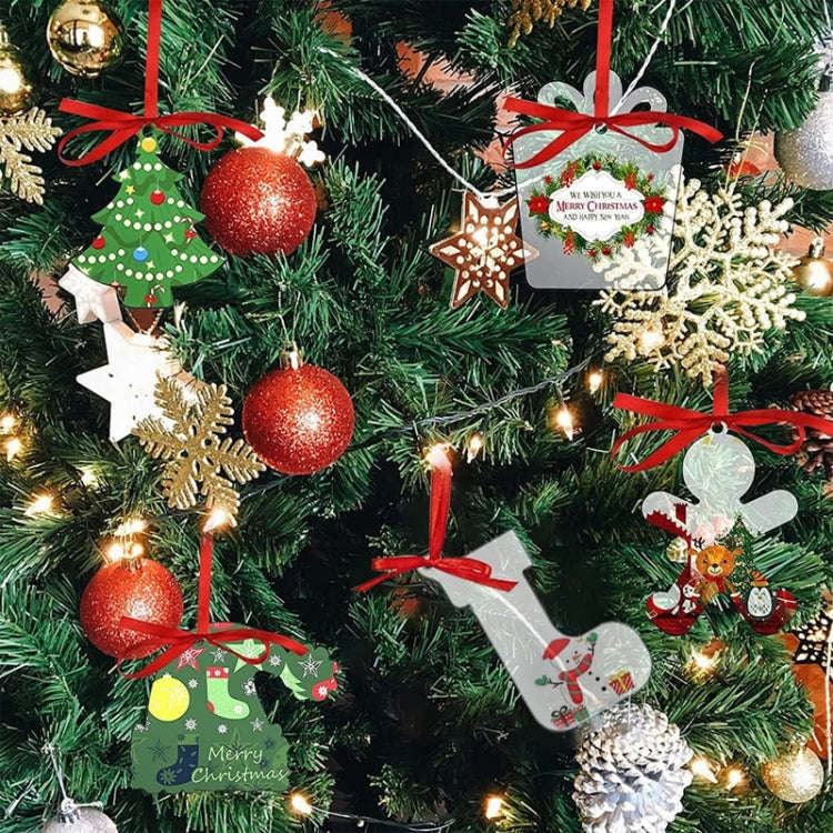 10pcs Clear Acrylic Christmas Decoration Hangers DIY Blank Xmas Tree Ornament With Rope, Style: S...