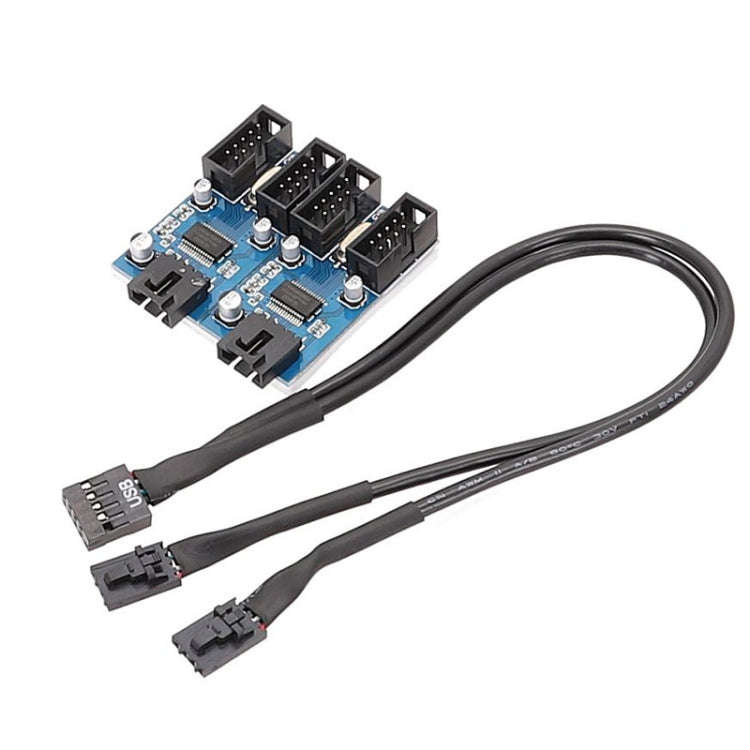 30cm Motherboard 9Pin USB2.0 1 In 4 Extension Cable With Chip Support Multiple Interface For Shar...