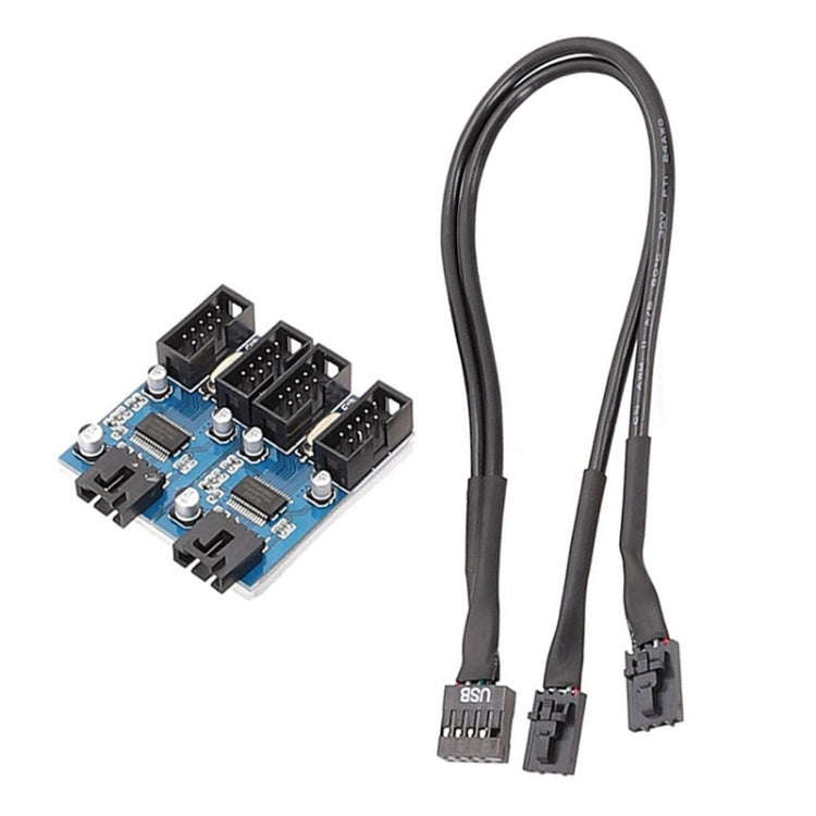 30cm Motherboard 9Pin USB2.0 1 In 4 Extension Cable With Chip Support Multiple Interface For Shar...