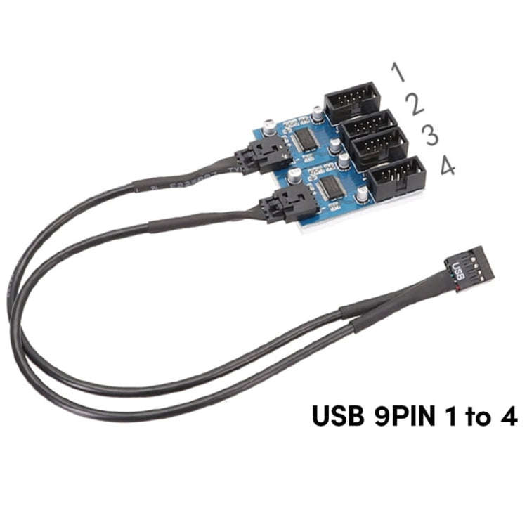 30cm Motherboard 9Pin USB2.0 1 In 4 Extension Cable With Chip Support Multiple Interface For Shar...
