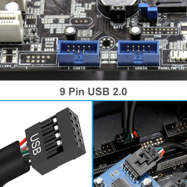 30cm Motherboard 9Pin USB2.0 1 In 2 Extension Cable With Chip Support Multiple Interface For Shar...