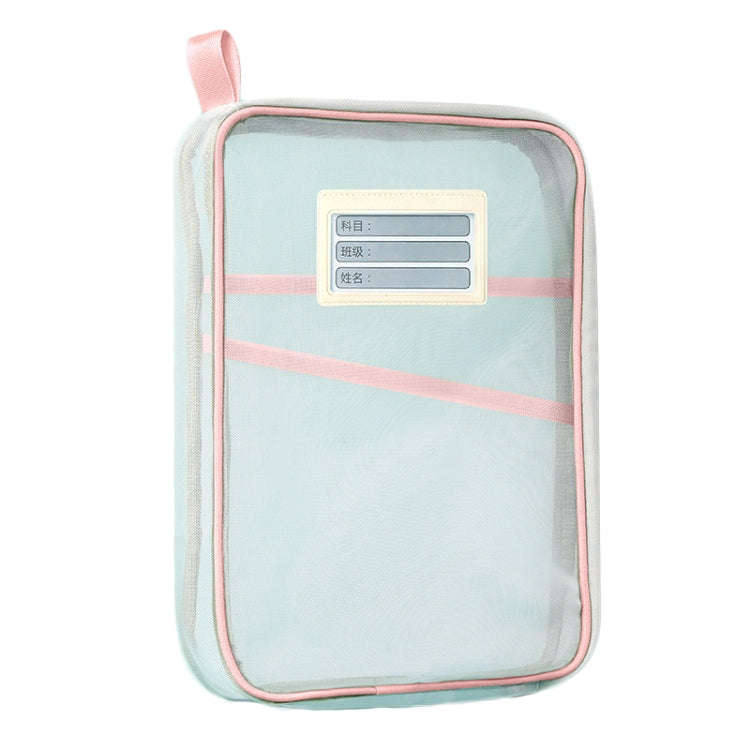 A4 Clear File Bag Student Books Stationery Storage Bag Thickened Mesh Zipper Pouch(Pink)
