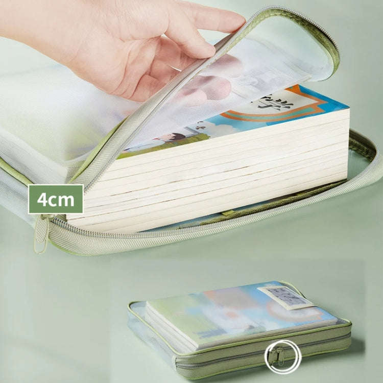 A4 Clear File Bag Student Books Stationery Storage Bag Thickened Mesh Zipper Pouch(Blue)