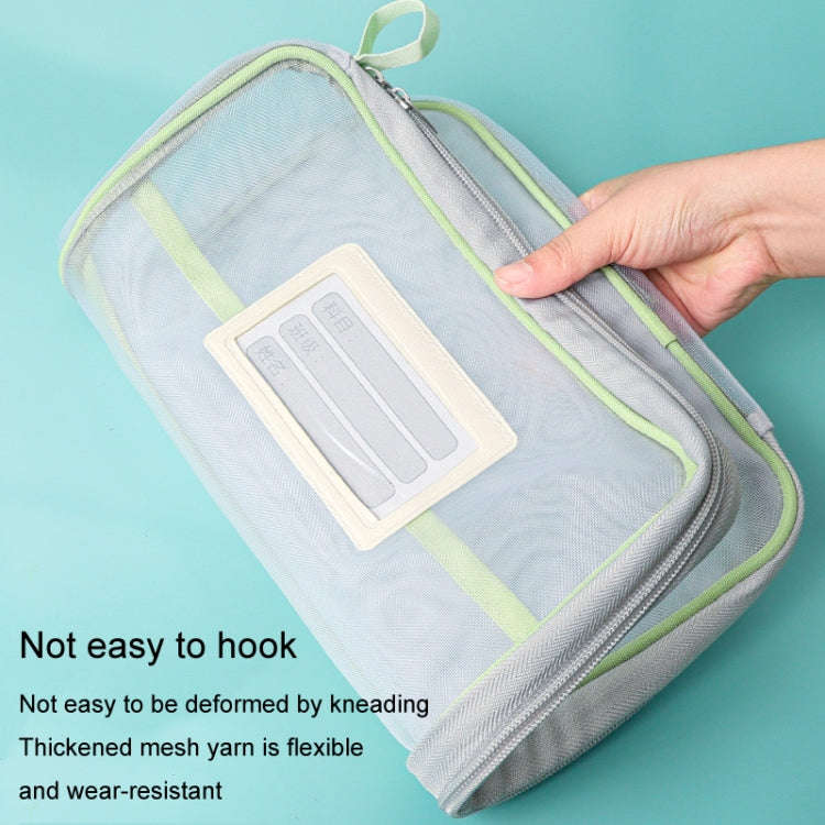A4 Clear File Bag Student Books Stationery Storage Bag Thickened Mesh Zipper Pouch(Blue)
