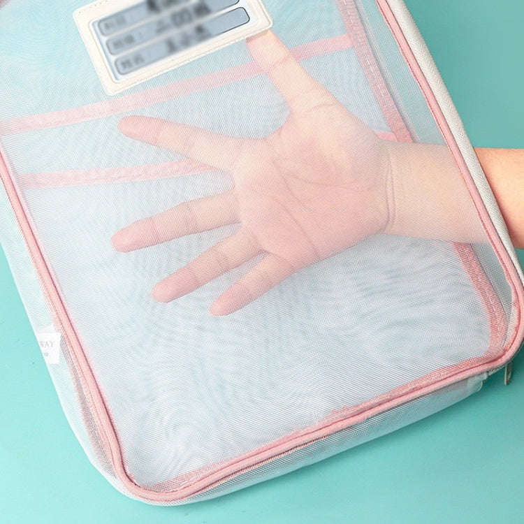 A4 Clear File Bag Student Books Stationery Storage Bag Thickened Mesh Zipper Pouch(Pink)