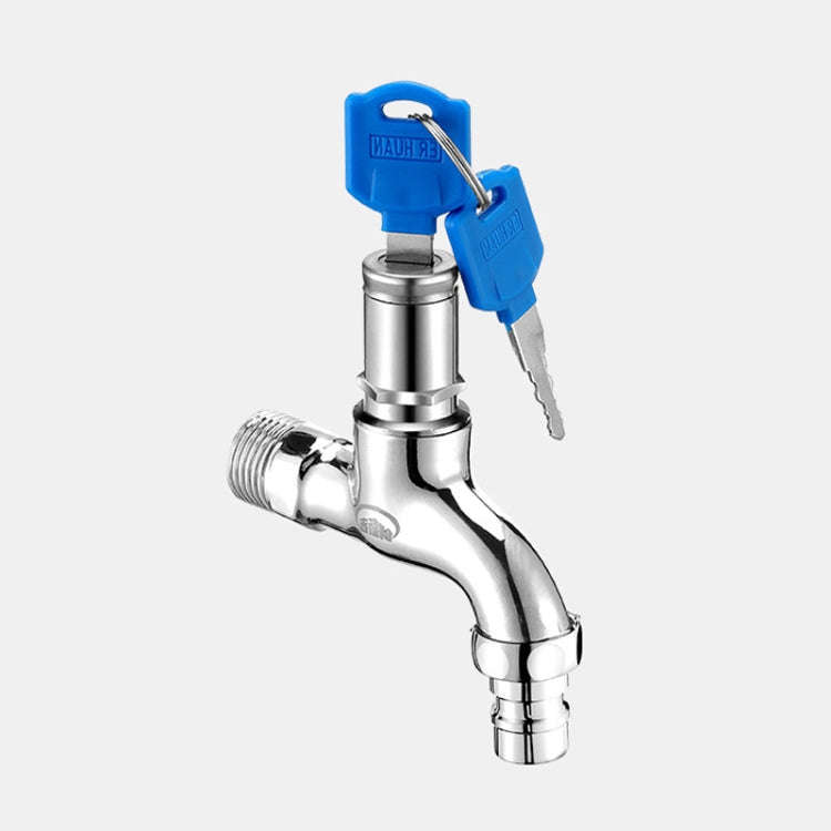 Household Faucet With Lock Outdoor Anti-theft 4 Minute Faucet, : Key Alloy Washer Spout