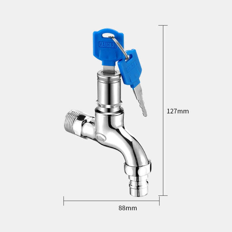 Household Faucet With Lock Outdoor Anti-theft 4 Minute Faucet, : Key Alloy Washer Spout