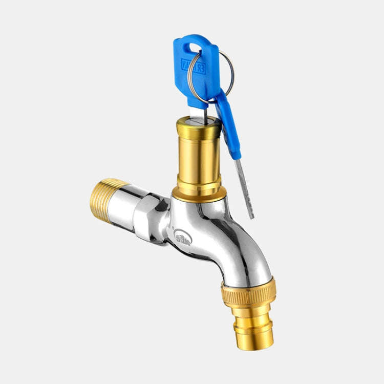 Household Faucet With Lock Outdoor Anti-theft 4 Minute Faucet, : Key All Copper Washer Spout