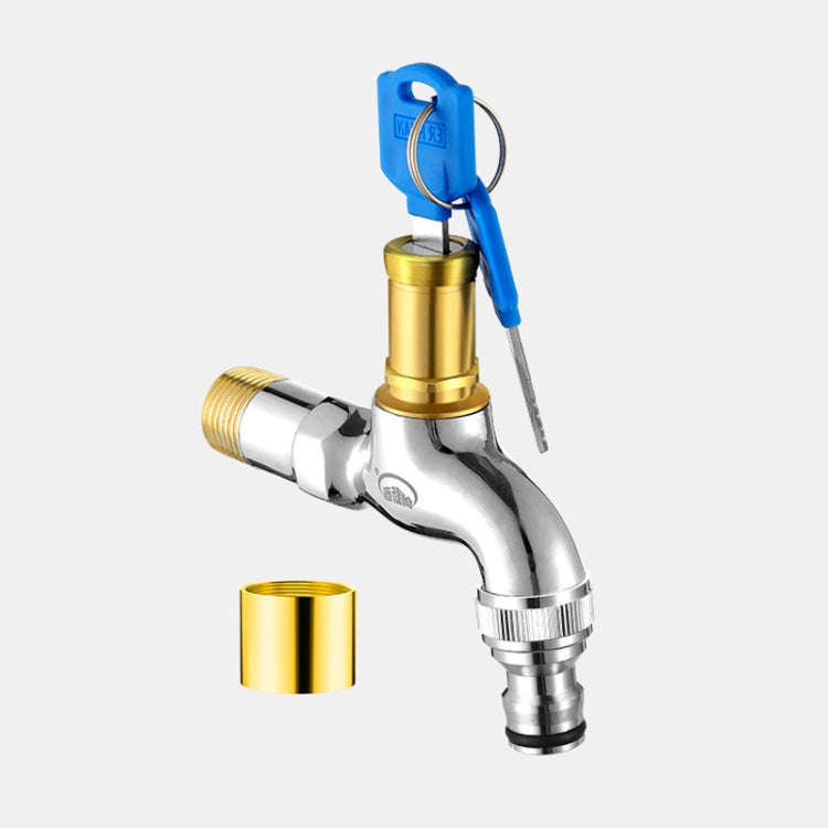 Household Faucet With Lock Outdoor Anti-theft 4 Minute Faucet, : Key All Copper Pacifier