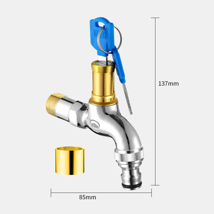 Household Faucet With Lock Outdoor Anti-theft 4 Minute Faucet, : Key All Copper Pacifier