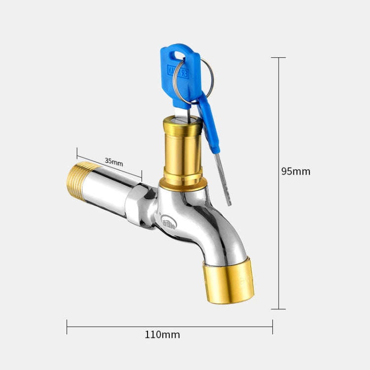 Household Faucet With Lock Outdoor Anti-theft 4 Minute Faucet, : Key All Copper Long Sparkler