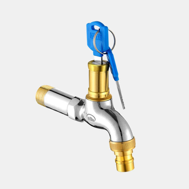 Household Faucet With Lock Outdoor Anti-theft 4 Minute Faucet, : Key All Copper Long Washer...