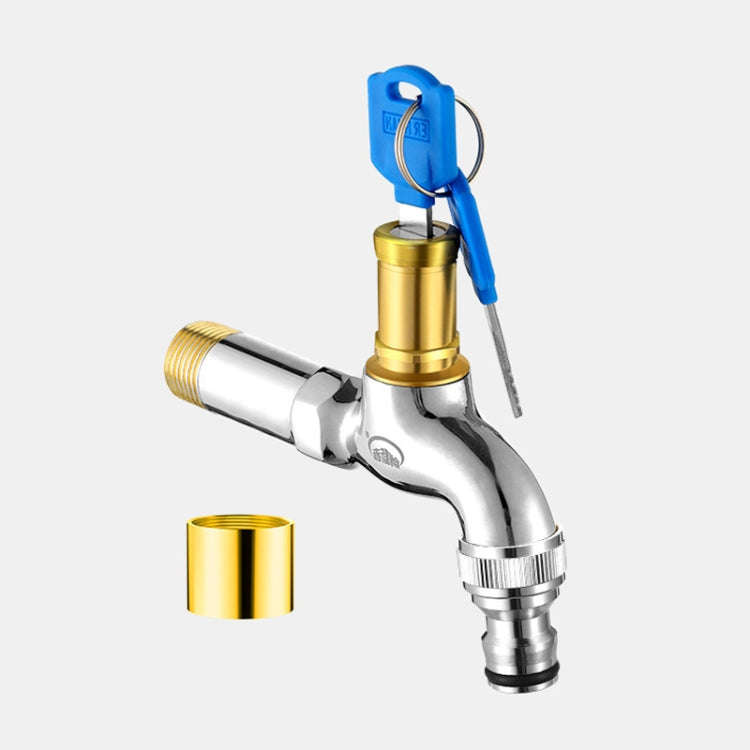 Household Faucet With Lock Outdoor Anti-theft 4 Minute Faucet, : Key All Copper Long Pacifier