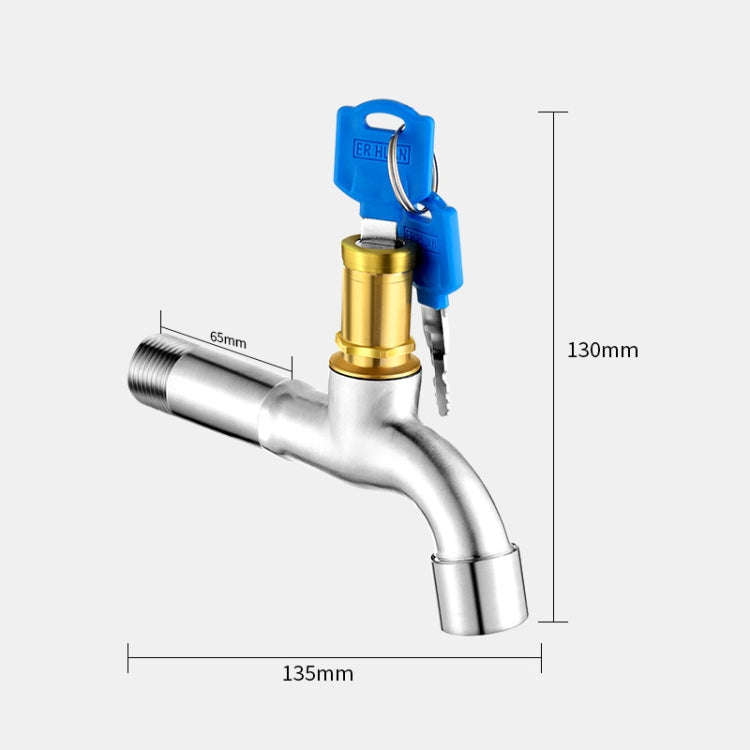 Household Faucet With Lock Outdoor Anti-theft 4 Minute Faucet, : Key 304 Stainless Steel Lo...