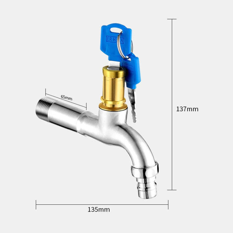 Household Faucet With Lock Outdoor Anti-theft 4 Minute Faucet, : Key 304 Stainless Steel Lo...