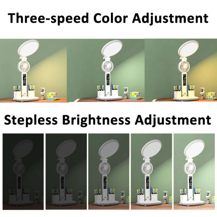Plug-in Model With Fan Round Desk Lamp Study Reading Folding Smart Bedside Eye Protection Lamp