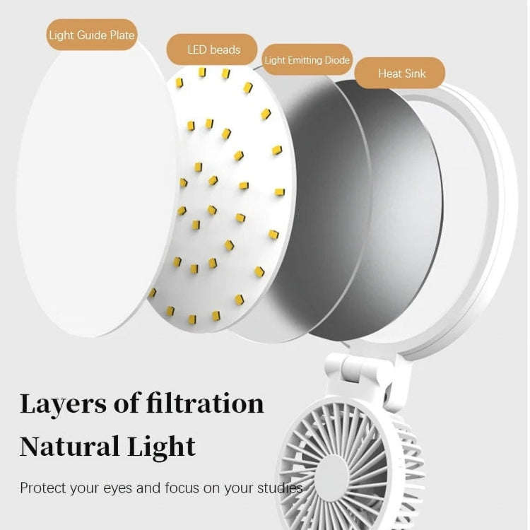 Plug-in Model With Fan Round Desk Lamp Study Reading Folding Smart Bedside Eye Protection Lamp