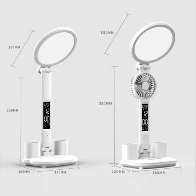 Plug-in Model With Clock  Round Desk Lamp Study Reading Folding Smart Bedside Eye Protection Lamp