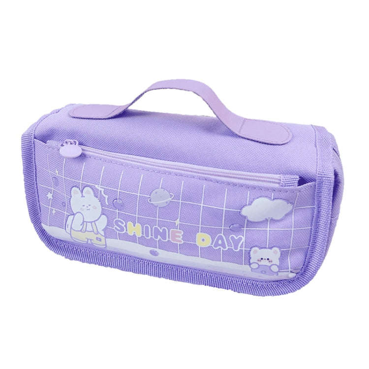 Multi-layered Pencil Bag Multifunctional Large Capacity Pen Cases Cute Cartoon Stationery Bag(Pur...