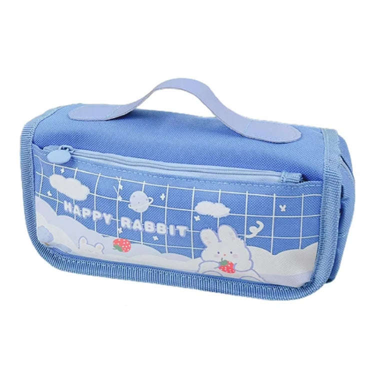 Multi-layered Pencil Bag Multifunctional Large Capacity Pen Cases Cute Cartoon Stationery Bag(Blue)