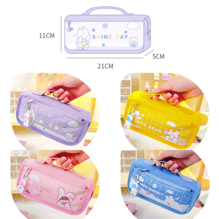 Multi-layered Pencil Bag Multifunctional Large Capacity Pen Cases Cute Cartoon Stationery Bag(Pink)