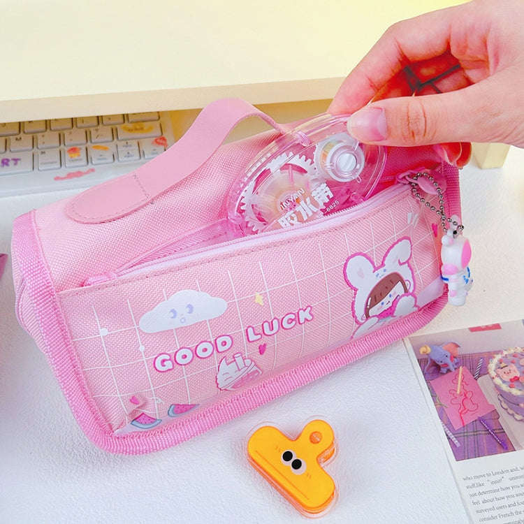 Multi-layered Pencil Bag Multifunctional Large Capacity Pen Cases Cute Cartoon Stationery Bag(Blue)