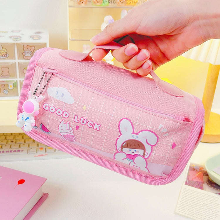 Multi-layered Pencil Bag Multifunctional Large Capacity Pen Cases Cute Cartoon Stationery Bag(Blue)