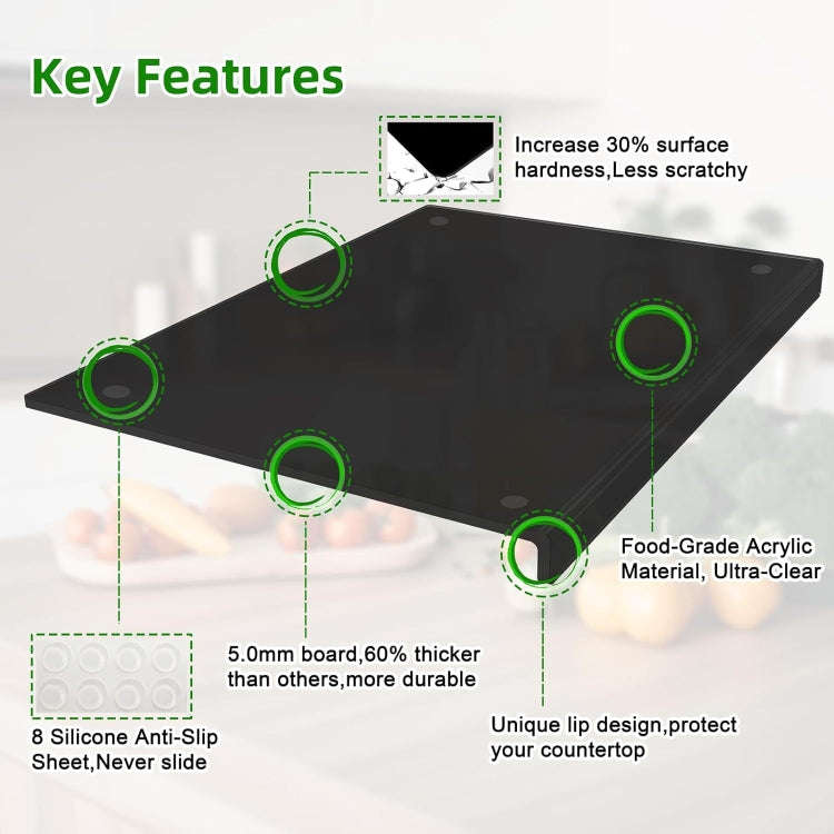 Kitchen Counter Acrylic Cutting Board With Counter Lip 45 x 35cm