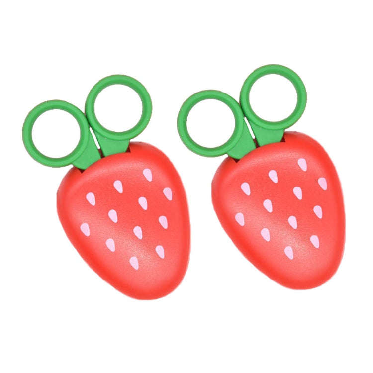 2pcs /Pack Cute Vegetable And Fruit Shape Children Paper Cutting Round Head Scissors(Strawberry)
