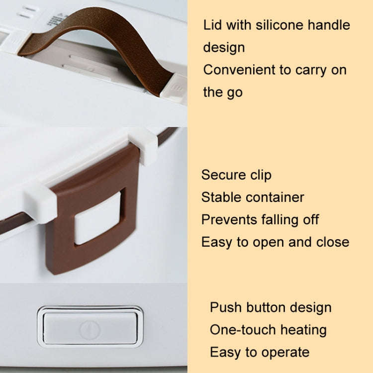 A08 Single Voltage Electric Lunch Box Stainless Steel Lining Plug-in Heating Bento Box(EU Plug)
