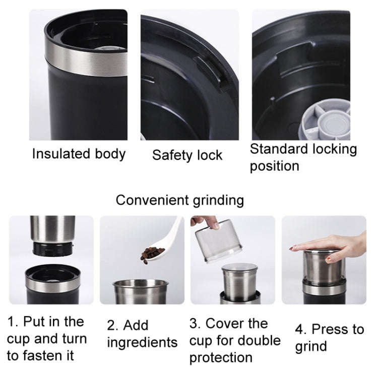 Single Cup Cross Knife Small Electric Grinder Coffee Bean Grains Fine Grinding Powder Machine US ...