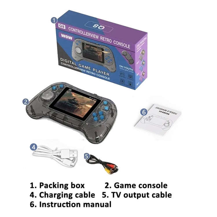 Q8 Handheld Game Console 3.0 Inch Screen Support TV Connection Built In 800 Games Singles Transpa...