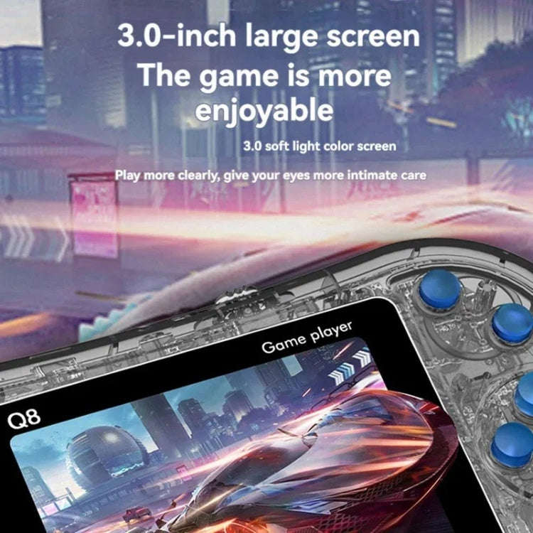 Q8 Handheld Game Console 3.0 Inch Screen Support TV Connection Built In 800 Games Singles Transpa...