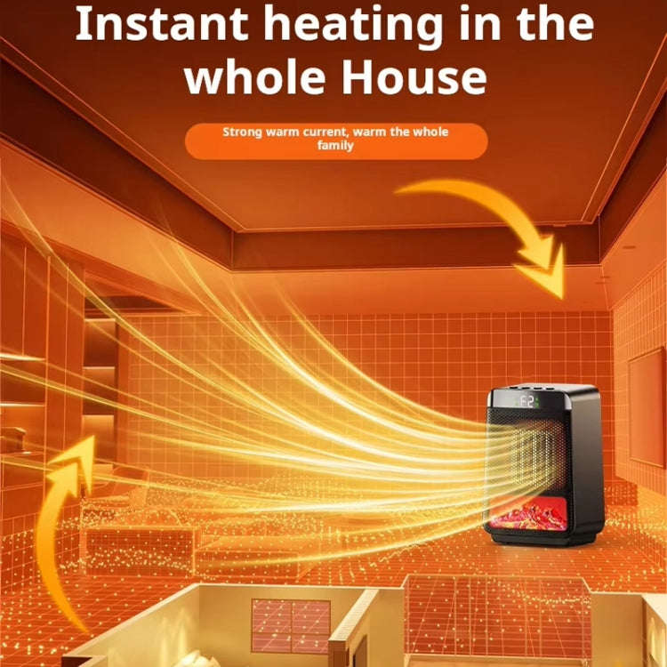 E03 Desktop PTC Heater Dynamic Flame Light Warmer UK Plug