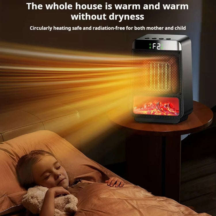 E03 Desktop PTC Heater Dynamic Flame Light Warmer UK Plug