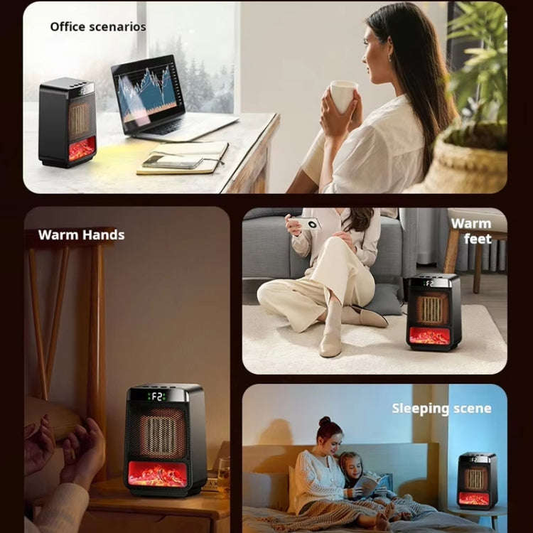E03 Desktop PTC Heater Dynamic Flame Light Warmer UK Plug